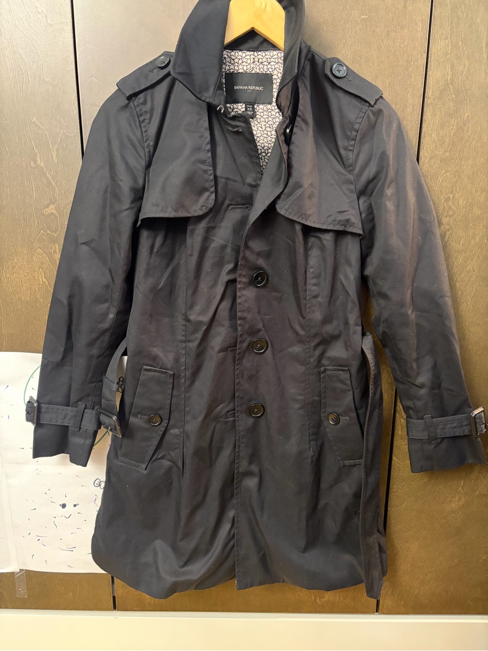 Banana Republic Men's Dark Navy Trench Coat XS petite
